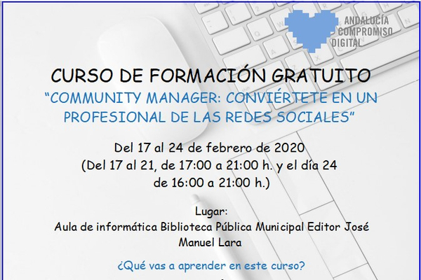 Curso de formación gratuito de Community Manager en la Biblioteca