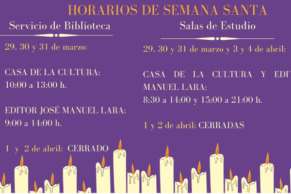 Horarios de biblioteca y salas de estudio en Semana Santa