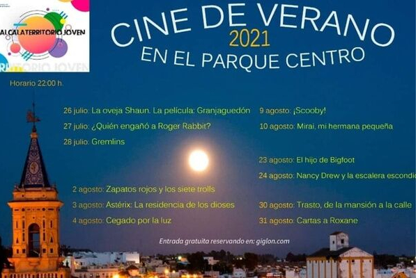 Cartelera cine de verano 2021 en el parque centro