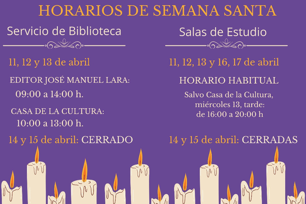 Horarios de las Bibliotecas públicas en Semana Santa