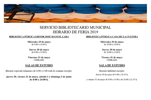 Horario de Biblioteca en Feria de Alcalá