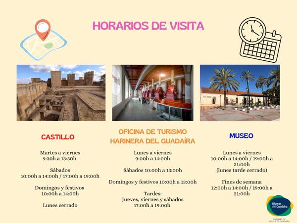 Horarios de visita de los equipamientos turísticos en Alcalá