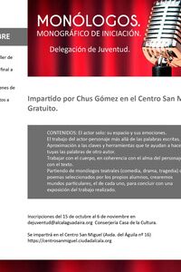 Juventud organiza un taller de monólogos