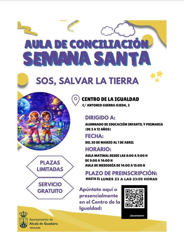 Plazo de pre-inscripción en el Aula de Conciliación para Semana Santa