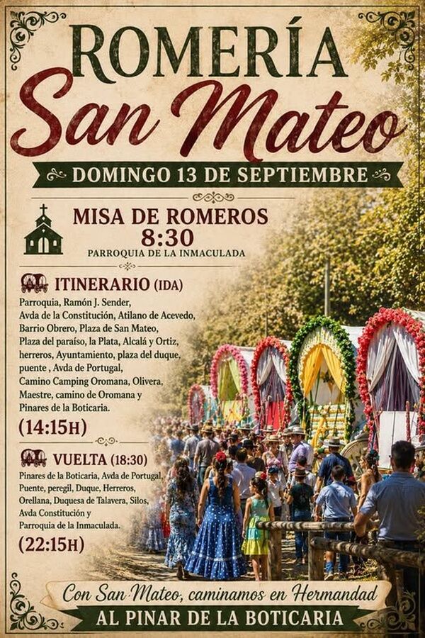 Pregón y Romería del patrón de Alcalá, San Mateo 2026