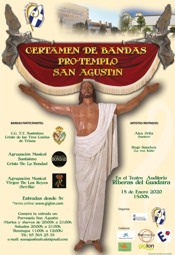 Concierto benéfico pro templo de San Agustín el 18 de enero en el Auditorio Riberas del Guadaíra