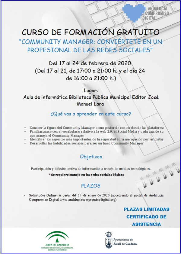 Curso de formación gratuito de Community Manager en la Biblioteca