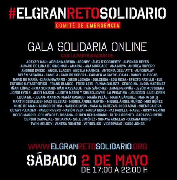 Gala solidaria on line #ElGranRetoSolidario de Acción contra el Hambre