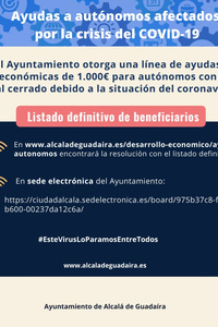 Listado de beneficiarios de las ayudas municipales a autónomos
