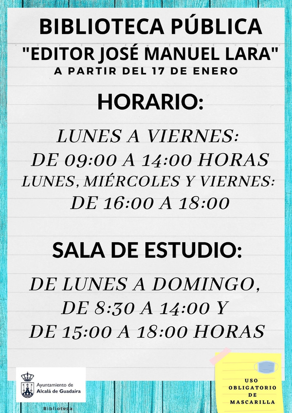 Horarios de las bibliotecas de Alcalá de Guadaíra