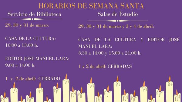 Horarios de biblioteca y salas de estudio en Semana Santa