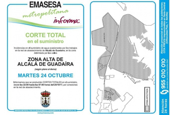 EMASESA ANUNCIA EL CORTE DE SUMINISTRO MAÑANA EN LA ZONA NORTE DE ALCALÁ