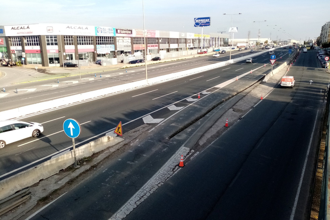 Corte de acceso a la A-92 en la zona norte de Alcalá