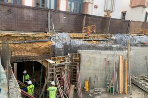 El avance de las obras hace visible la que será la sala de exposiciones del molino subterráneo de La Mina