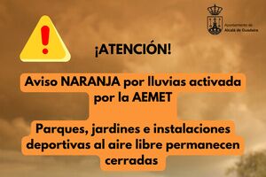 Alerta NARANJA el miércoles 29 - Cierre de parques municipales e instalaciones deportivas