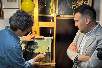 Una pintura del Pinar de Oromana de Martín Bermudo ‘Campitos’  recupera su esplendor